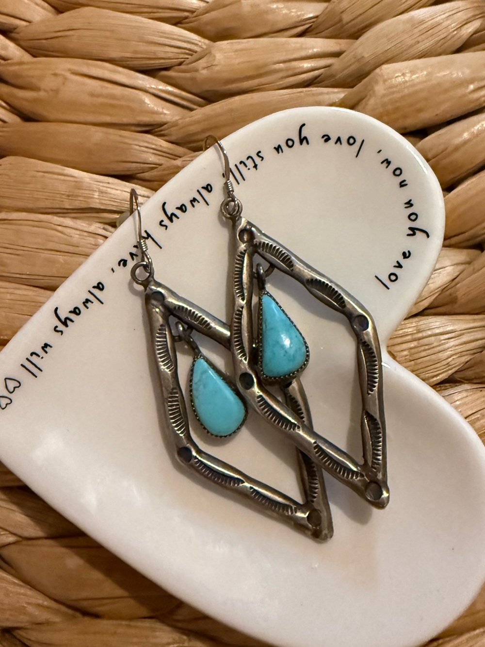 Sterling Silver Turquoise stamped earrings